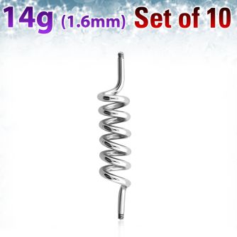 xind14g pack 10 barras barbells industriales espiral acero quirurgico rosca distribuidor