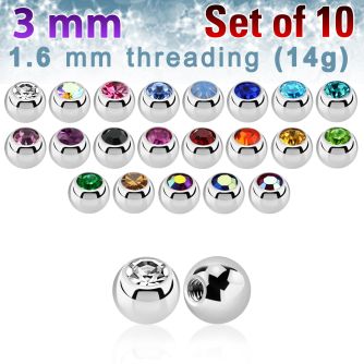 xjb3g pack of 3mm polished 316l steel balls with bezel crystal