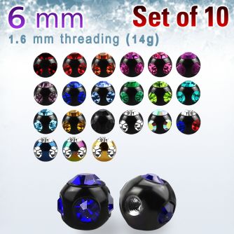 xmjbt6 pack of 6mm anodized 316l steel multi jewel balls