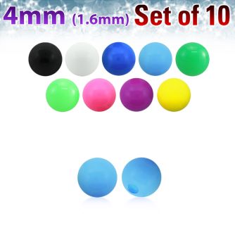 xsab4 set 10 bolas acrilicas 4mm colores solidos rosca mayorista