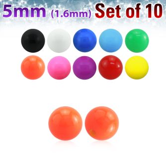 xsab5 set 10 bolas acrilicas 5mm colores solidos rosca venta