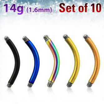 xtbn14g pack 10 barras bananas ombligo acero 316l anodizado rosca mayorista