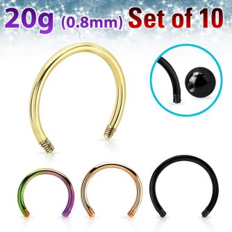 xtcb20g anodized 316l steel circular barbell posts 20g 10pcs