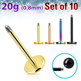 xtlb20g nodized 316l steel labret posts 20g 10pcs