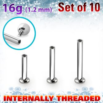 xtrlbic set 10 labret tragus acero 316l base redonda 2 5mm rosca interna distribuidor