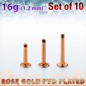 xttlb16g pack 10 barras labret acero 316l pvd oro rosa rosca mayorista
