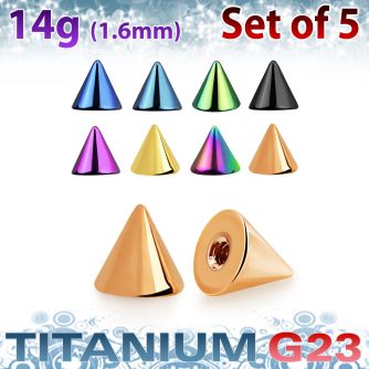 xucnt5g set of 5mm anodized titanium g23 cones 1 6mm thread
