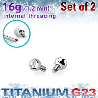 xujb2i titanium g23 ball tops clear crystal bezel set 2mm