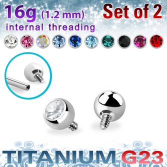xujb3i titanium g23 ball tops clear crystal bezel set 3mm