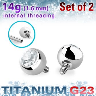 xujb5i titanium g23 ball tops clear crystal bezel set 5mm