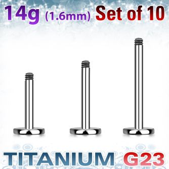 xulb14g pack of titanium g23 labret post w threading of 14g