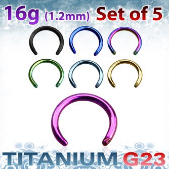 xutcb16 set of 5mm anodized titanium g23 circular barbell post