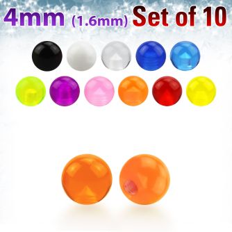 xuvb4 set of 4mm acrylic uv balls with 14g 1 6mm threading