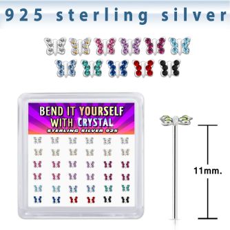 yxbutm36 silver bend it yourself nose studs butterfly color