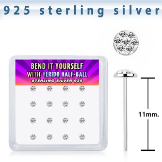 yxfr16c silver bend it yourself nosestud half ball ferido 16
