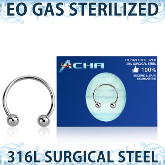 zcbeb4 eo gas sterilized 316l steel circular barbell 4mm balls