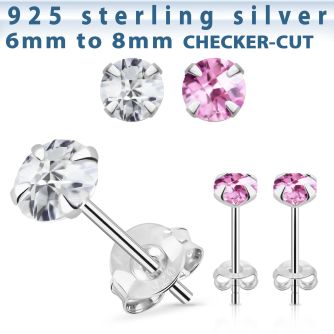 zrdfm par pendientes oreja plata 925 zirconia display cuadros cortado redondo distribuidor mayorista