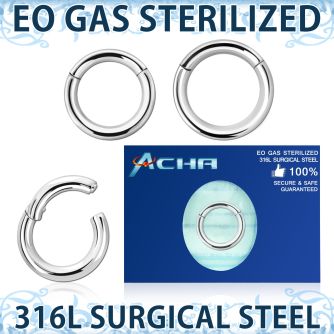 zsegh10 sterilized 316l steel hinged segment ring 10g