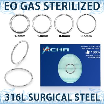 zsel sterilized 316l steel seamless nose ring 16g to 22g