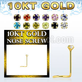 10kt gold nose screw w a 1.5mm round prong set cz stone
