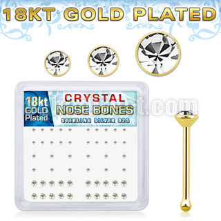 18bbxmc2 18k gold plated silver nose bones clear