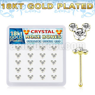 18bmos20 18k gold plated silver nose bones round crystals