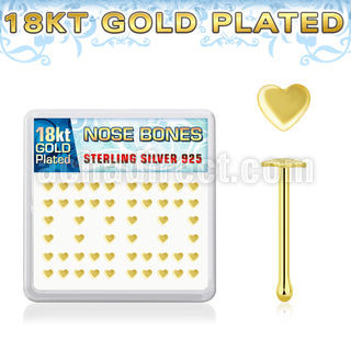 18bxvhr box w gold plated silver nose bones w heart top