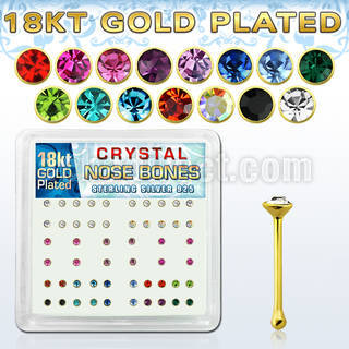 18nbbxm silver nose bone with 1 5mm crystal 18k gold plating