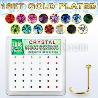 18nwbxm caja display 36 piercings nariz l plata 925 oro 18 kts 0 6mm cristal 1 5mm venta
