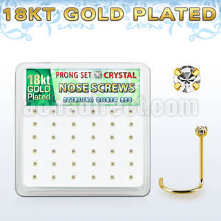 18nwpxc box w gold plated silver nose screw w set 1.5mm crystals