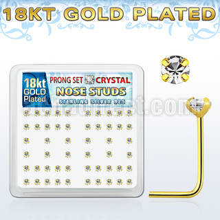 18sp14xc gold silver nose studs w 2mm prong set clear crystals