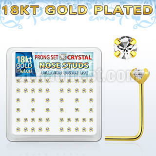 18sp19xc gold silver nose studs w 2 5mm clear prong set crystals