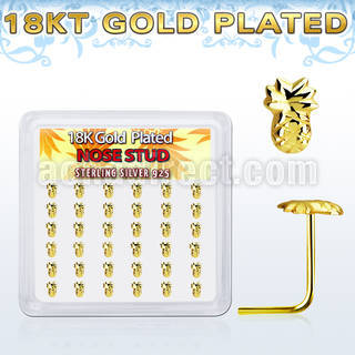 18svpa36 box w silver nose stud 18k gold plating pineapple top