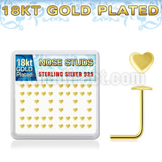18sxvhr box w gold plated silver nose studs w heart top
