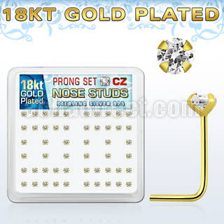18sz25xc box of gold silver nose studs w 2 5mm clear prong set cz