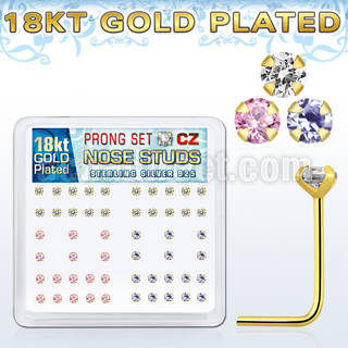 18sz2xm caja display piercing nariz l plata 925 0 6mm oro 18 kts zirconia 2mm venta