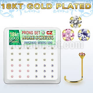 18wz2xm box 36 gold plated silver nose screws w set 2mm mix czs