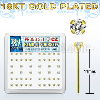 18yz25xc gold silver bend it nose studs w 2 5mm clear prong cz