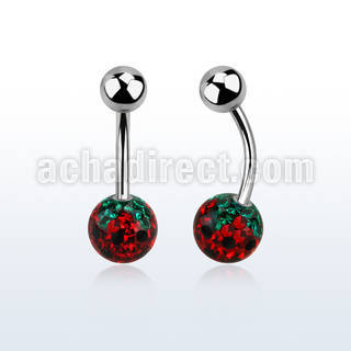 316l steel belly banana w 8mm strawberry ferido ball