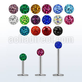 316l steel labret 18g w 3mm ferido multi crystal ball