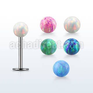 316l steel labret 18g w a 3mm synthetic opal ball