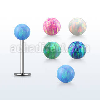 316l steel labret 20g w a 3mm synthetic opal ball
