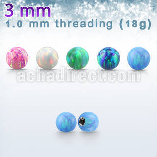 3mm synthetic opal ball w 18g 1mm threading