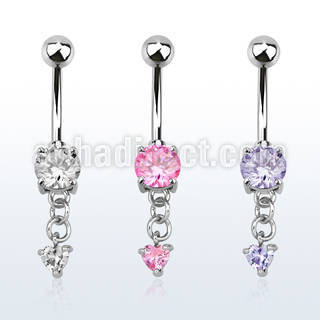 mcdz337 piercing ombligo acero quirurgico zirconia corazon 6mm corazon zirconia colgado 10mm al por mayor