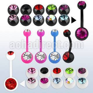 abn2cg acrylic belly banana with 8mm 5mm jewel ball