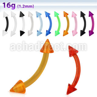 abnevcn acrylic eyebrow banana with two 3mm cones in colors