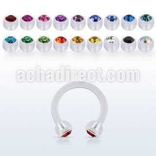 acbeajb3 acrylic circular barbell w 3mm ball w bezel set crystal
