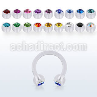 acbeajb4 acrylic circular barbell w 4mm ball w bezel set crystal