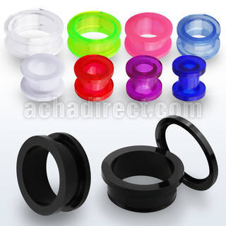acfp acrylic flesh tunnel with external screwfit in colors