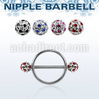 afrnpe5 316l steel nipple shield w 2 5mm multi crystal balls